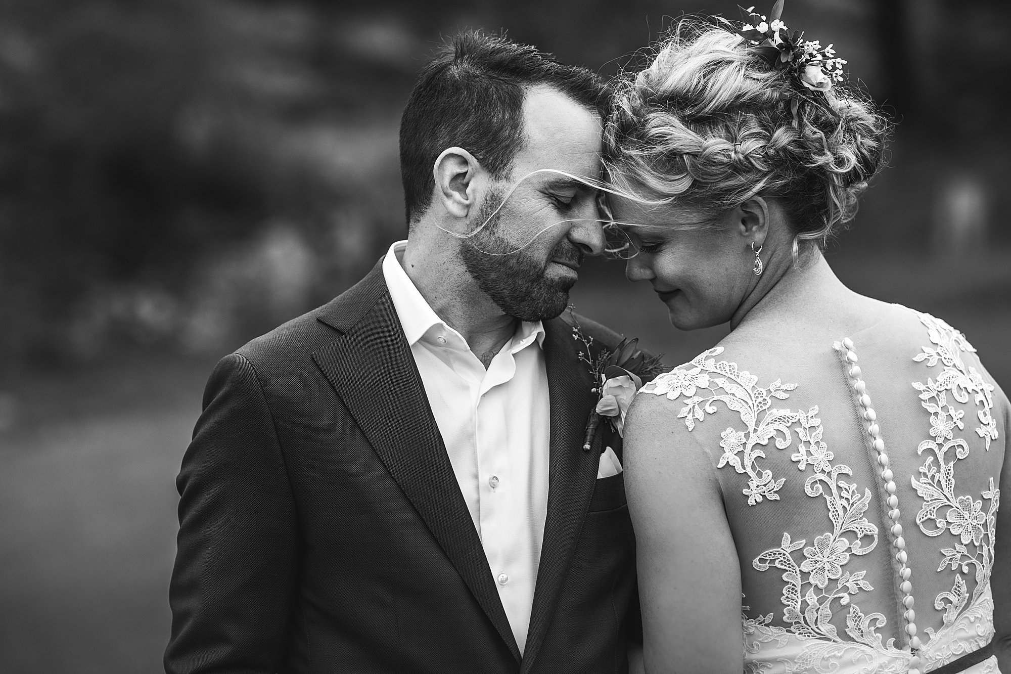 Couple on wedding day close together