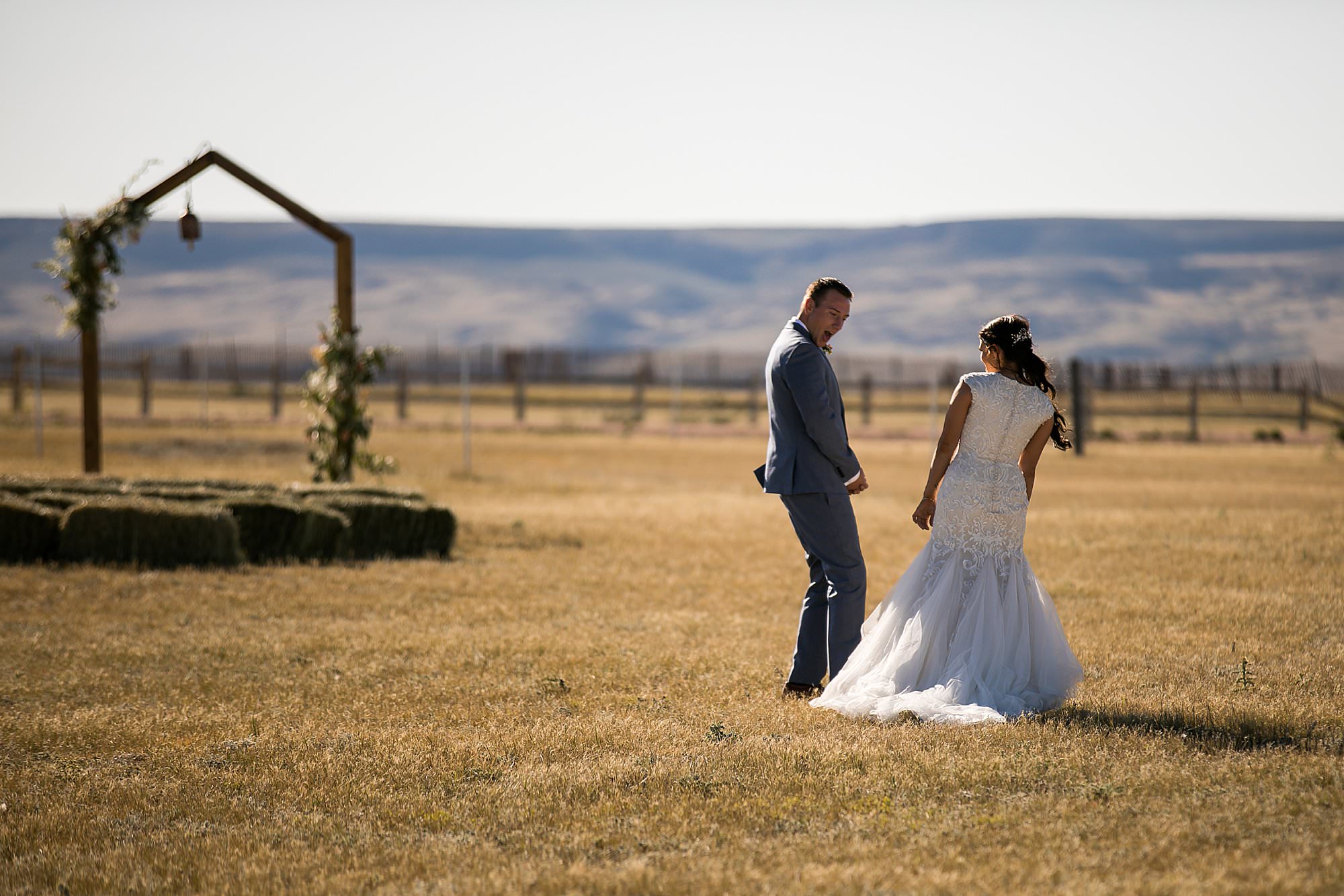 first look wyoming wedding