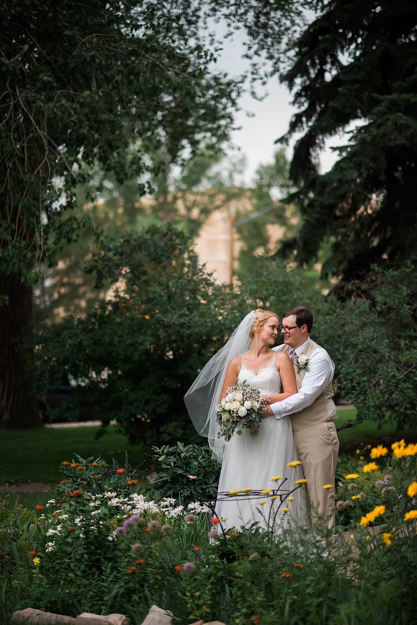 Ivinson Mansion gardens bride groom wedding