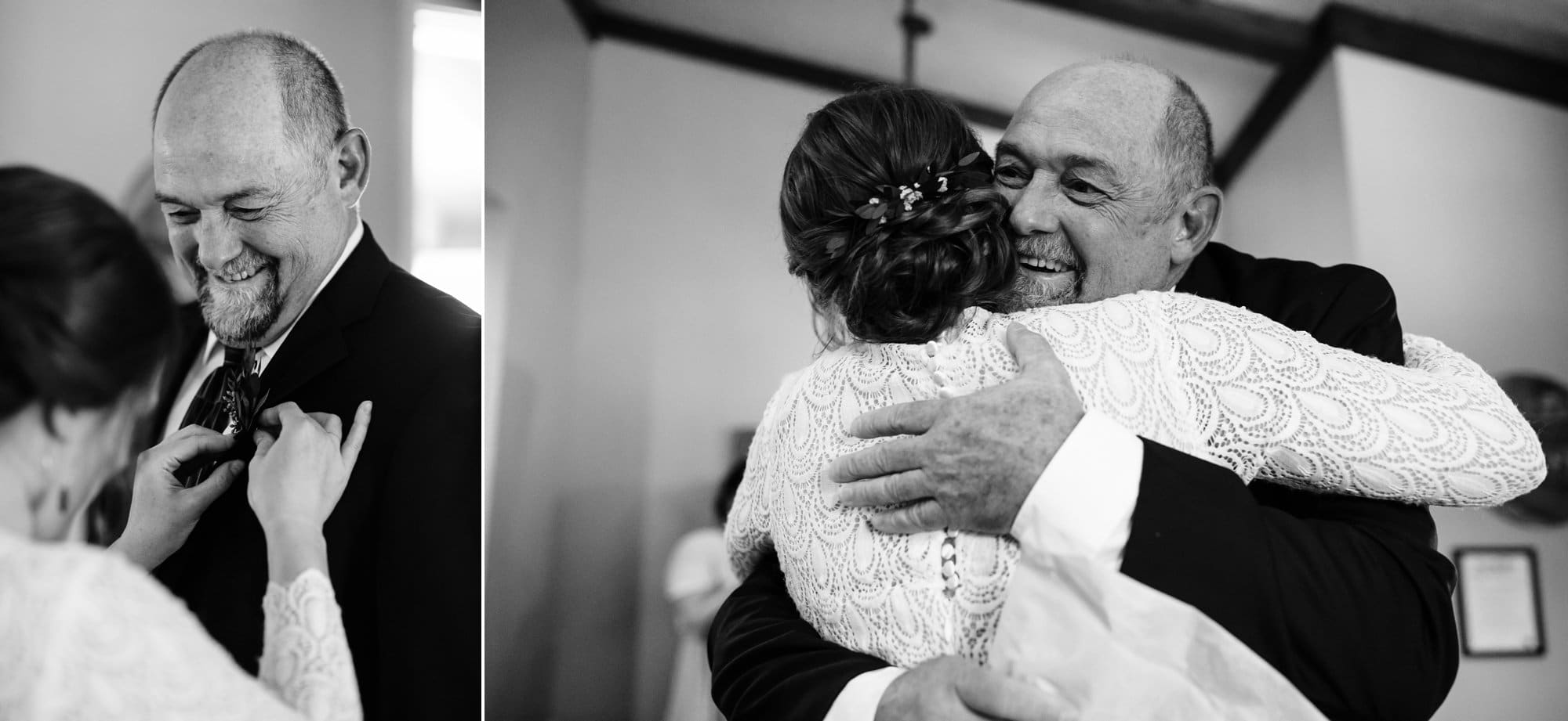 dad with bride before wedding