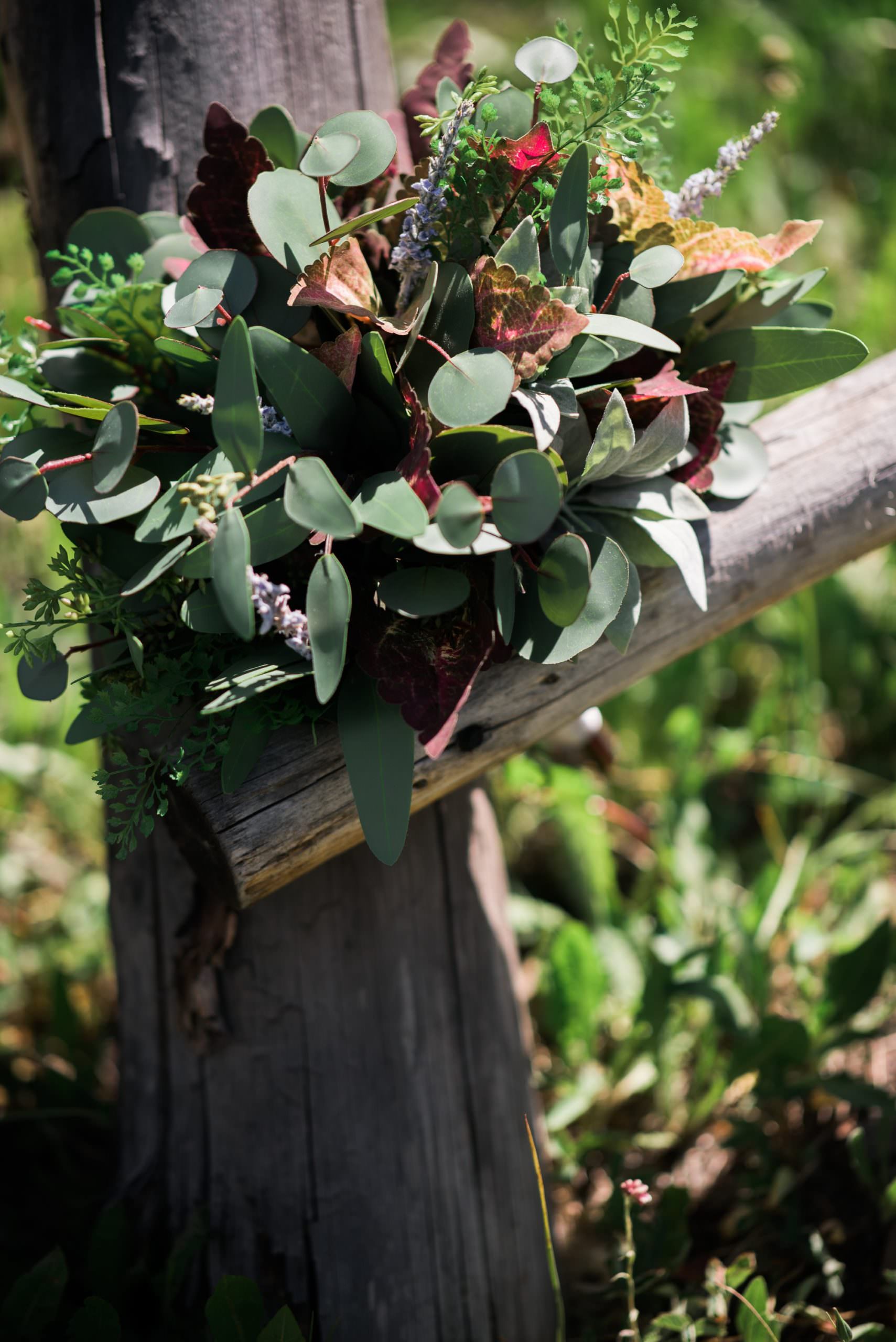 flowers on buck and rail fence