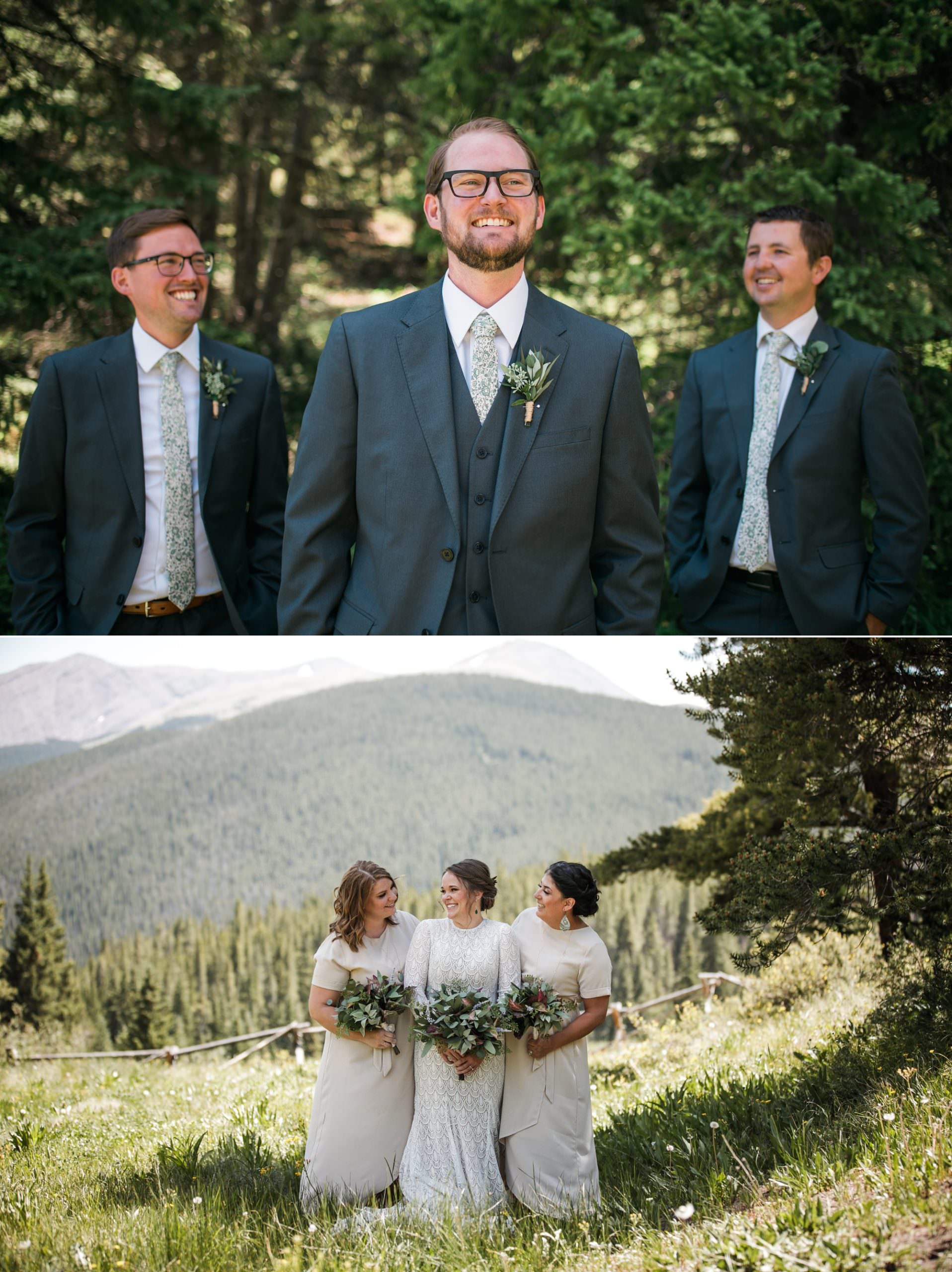 bridal party in colorado mountains