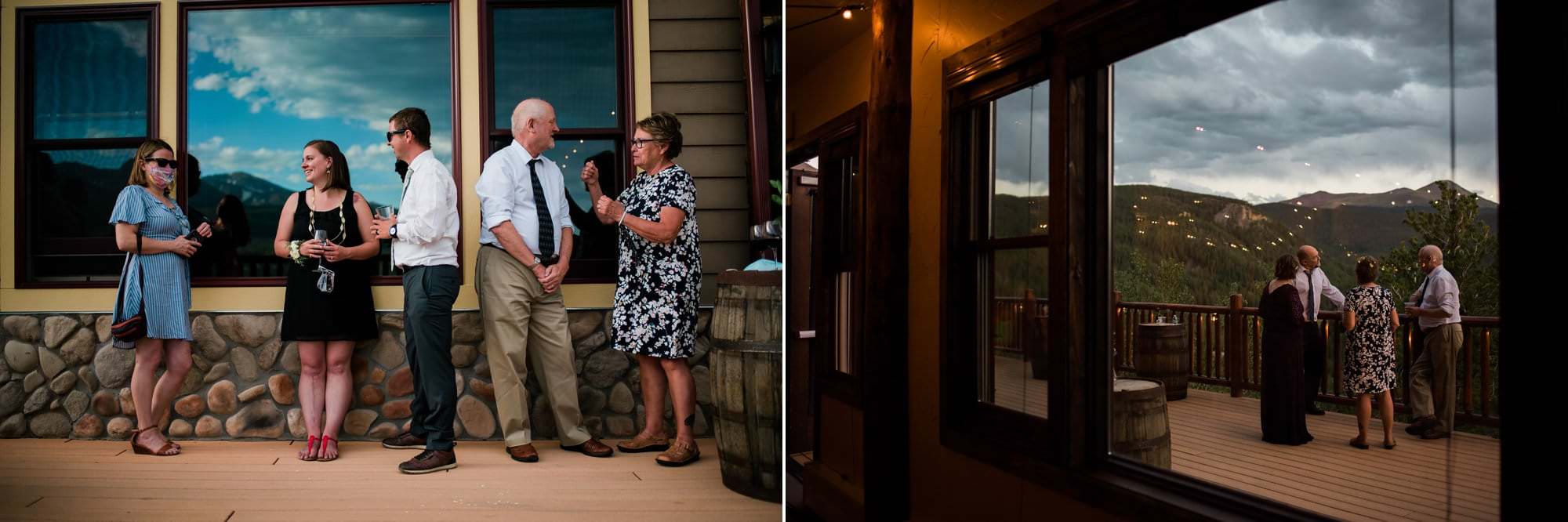 Colorado wedding, masks outside, deck wedding Breckenridge