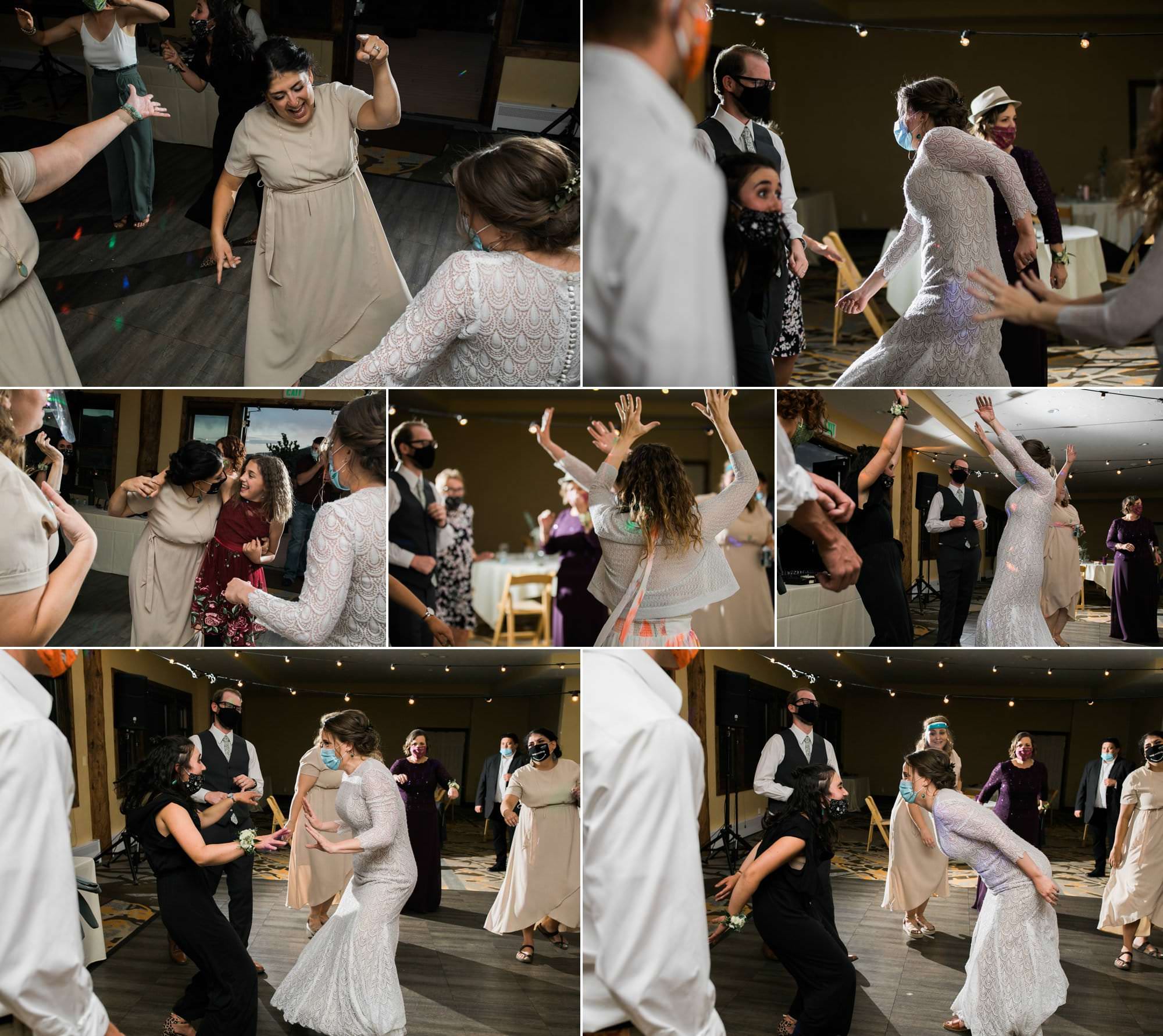 pandemic wedding dance floor, masks at wedding