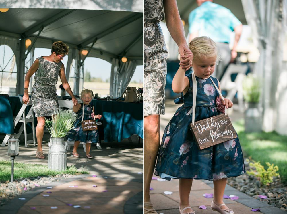 flower girl with sign