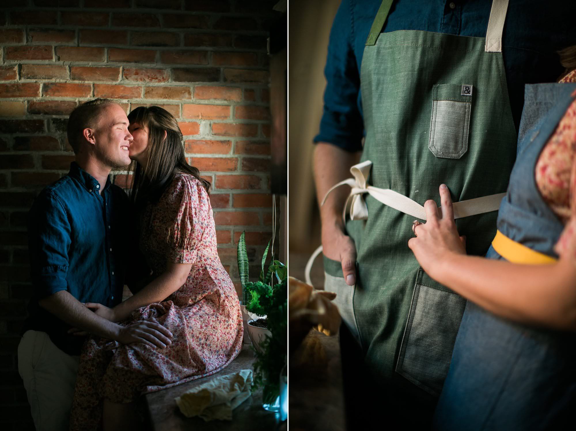 couple cooking for engagement in denver