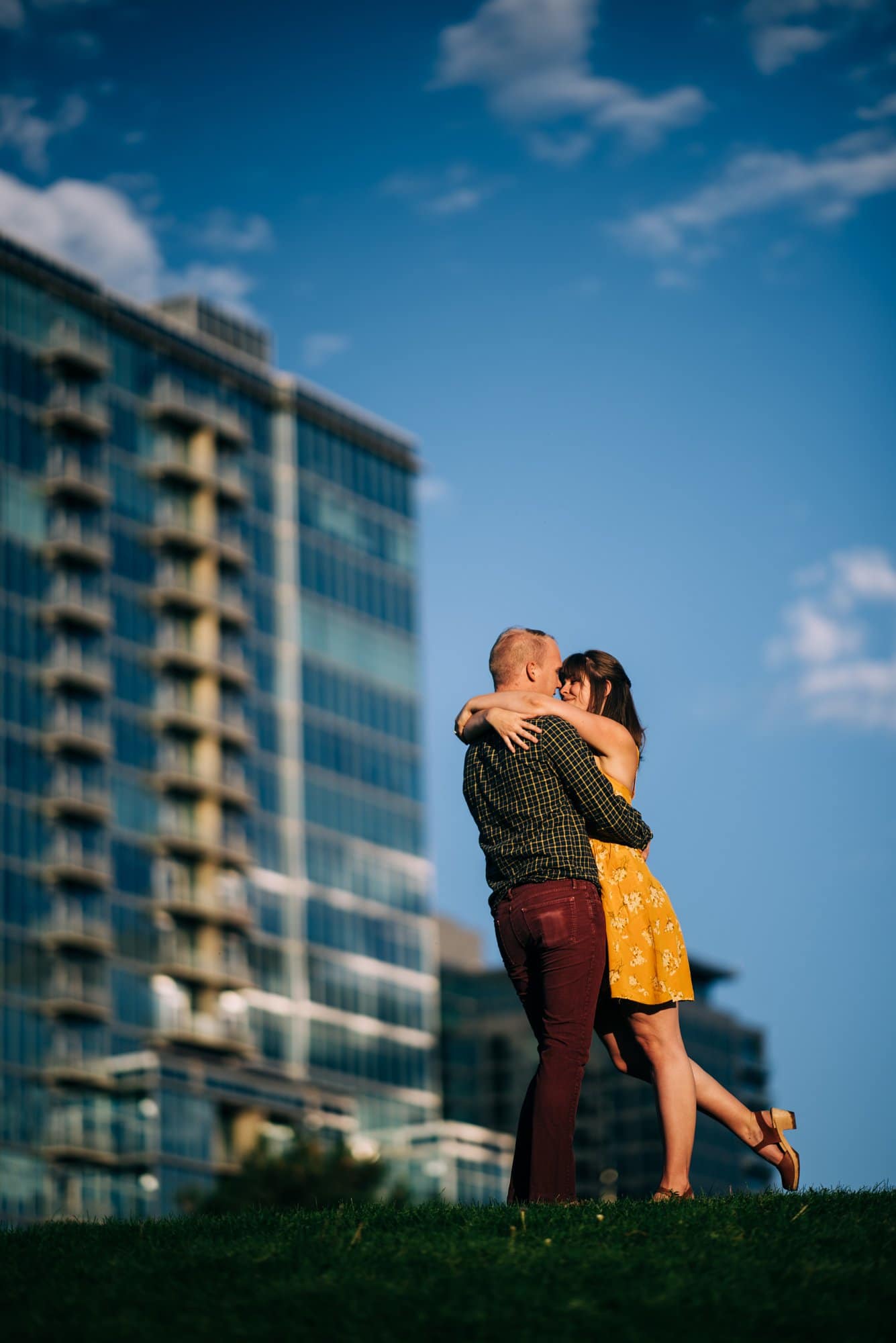 downtown engagement session in city park