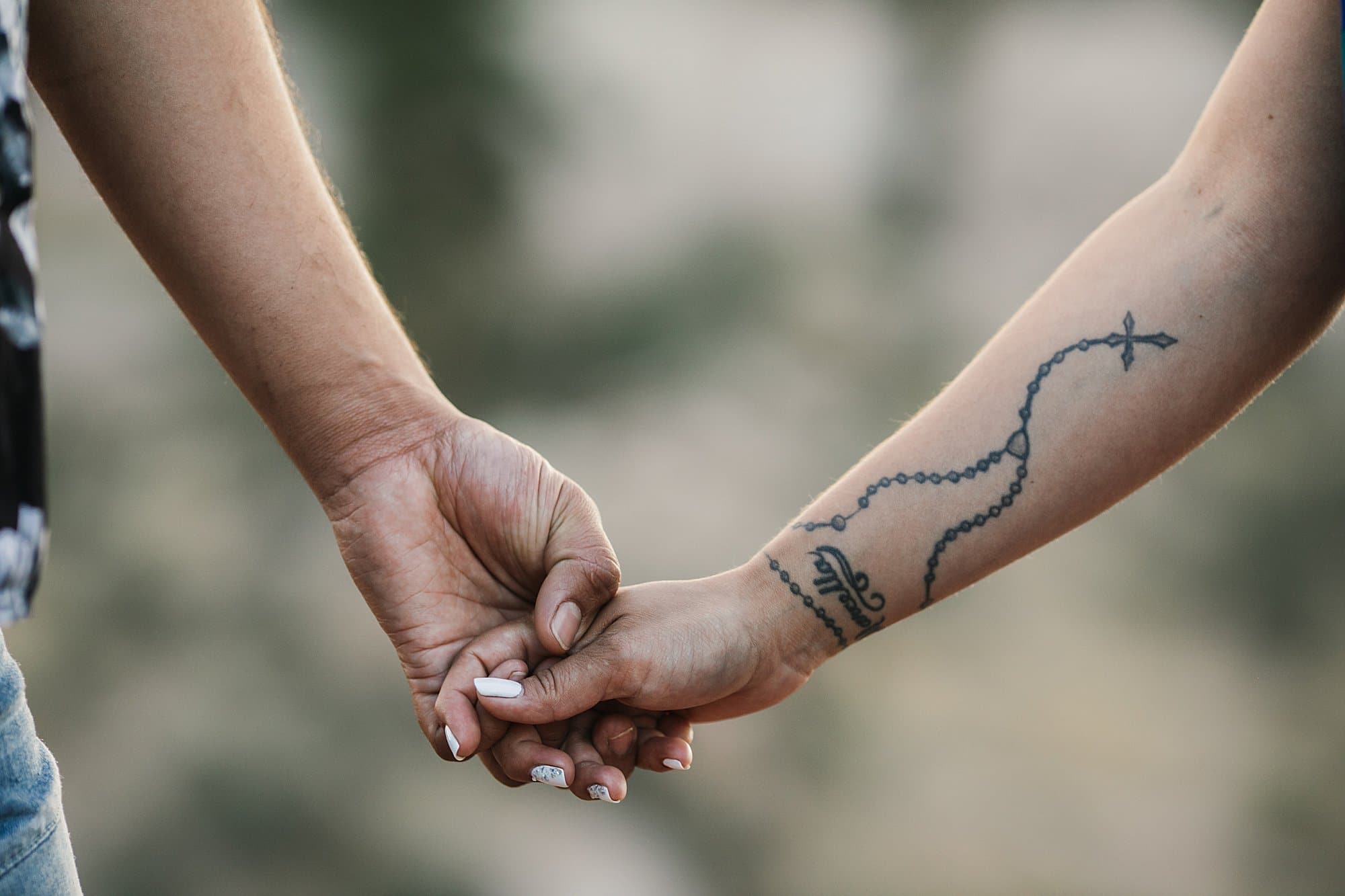 hands during engagement session