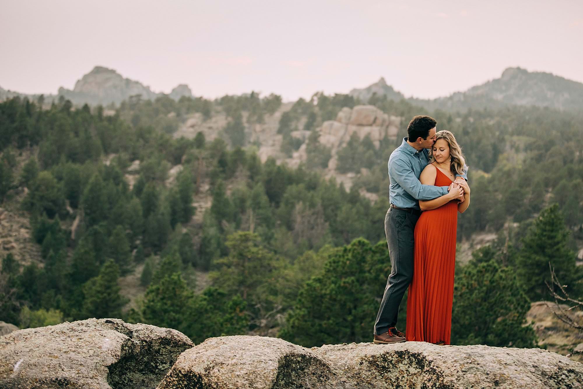 long dress for mountain engagement in colorado