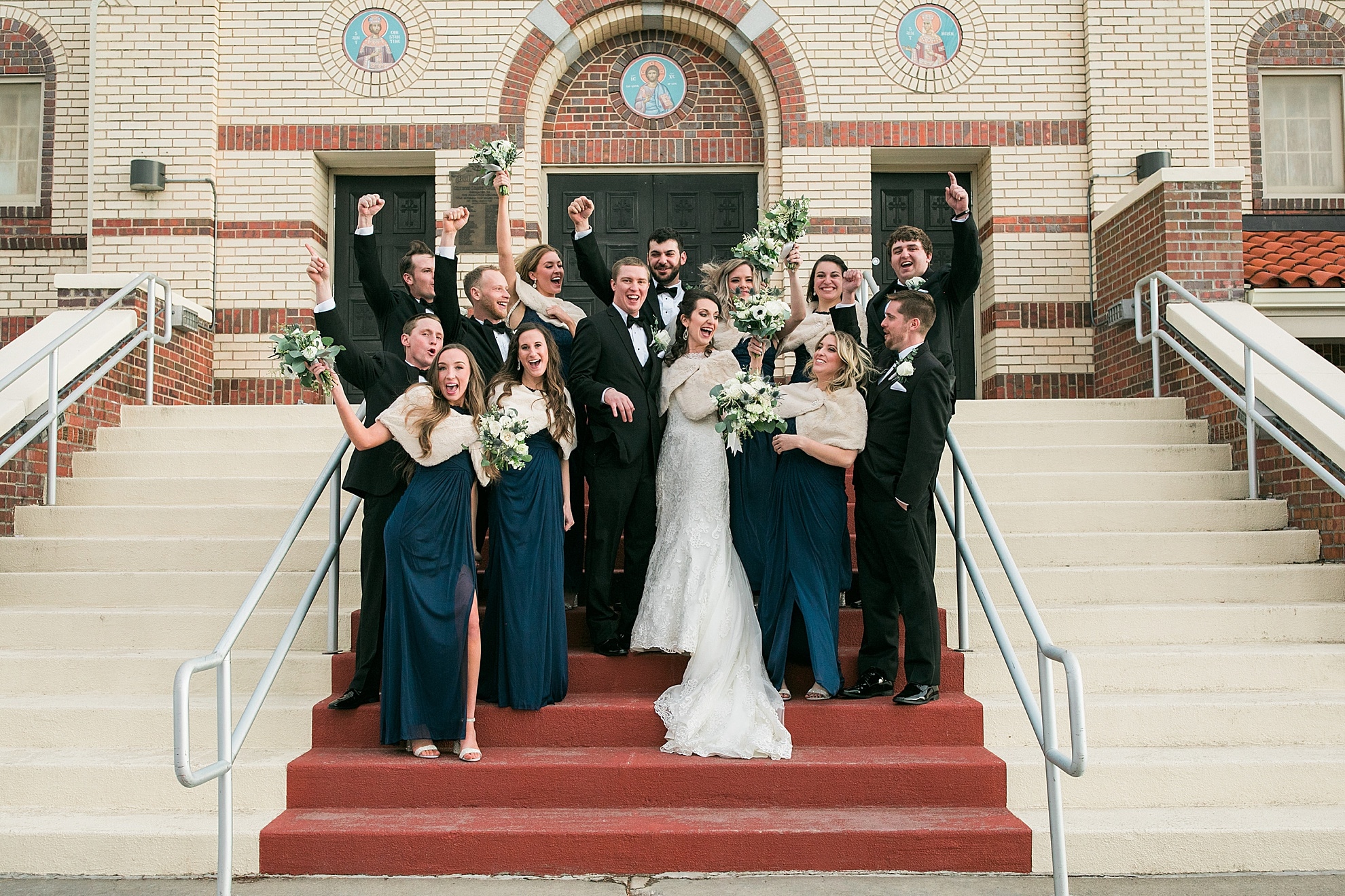 Bridal Party Photo at Greek Church Cheyenne, WY